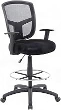 Mesh Task Stool with Adjustable Arms, Drafting Chair with Nylon Base and Dual-Wheel Casters for Standing Desk and Home Office