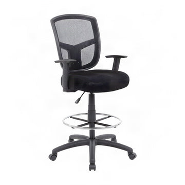 Mesh Task Stool with Adjustable Arms, Drafting Chair with Nylon Base and Dual-Wheel Casters for Standing Desk and Home Office