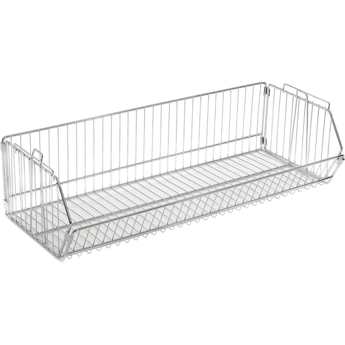 Stackable/Interlocking Wire Storage Bin by Global Industrial – 14"L x 36"W x 9"H, 100.0 pounds, Steel, Chrome, Model 832102