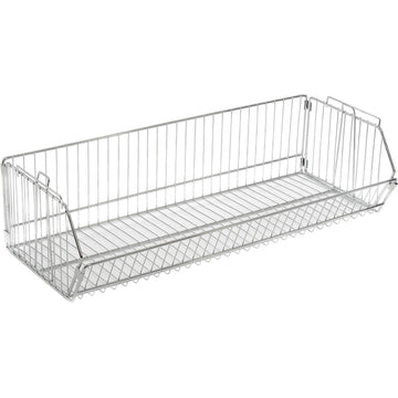 Stackable/Interlocking Wire Storage Bin by Global Industrial – 14"L x 36"W x 9"H, 100.0 pounds, Steel, Chrome, Model 832102