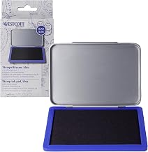 Westcott Ink Pad No. 2 Blue | 7 x 11 cm Ink Pad in Metal Housing | Pre-Soaked and Refillable with Oil-Free Ink | German Ink Technology for Precise Results | E-744400 00