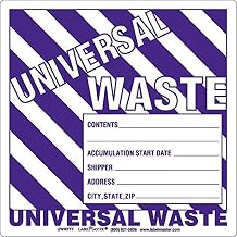 Labelmaster UWM7T7 UW05T Universal Waste Label, Paper Stock, Single Roll, 6" Waste Label w/Generator