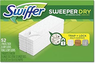 Swiffer Sweeper Dry Cloth Refills, White, 52 Refills Per Box, Carton of 3 Boxes