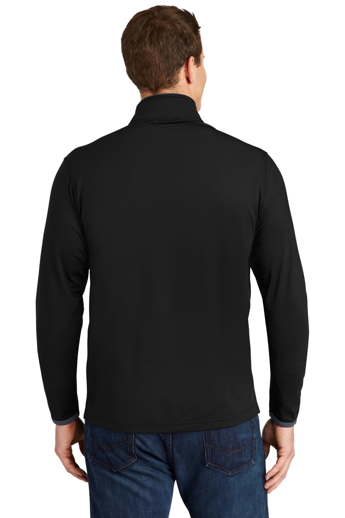 Unisex Sport-Wick Stretch Contrast Full Zip Jacket by SPORT-TEK – Medium, 100 % Polyester,Spandex, Black/ Charcoal Grey, Model ST853