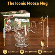 Asaint Moose Glass Mug, 8 Ounces, Short Legs