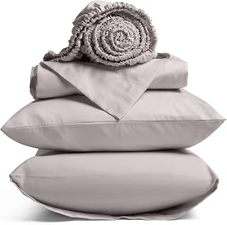 4-Pcs Bedding Set 800 Thread Count 100% Egyptian Cotton Silver King Size Sheets Set, Breathable Long Staple Combed Cotton Bedsheet with Pillowcase, Fits Mattress Upto 12'' Deep Pockets