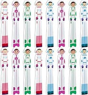 Junkin 32 Pcs Classic Spaceman Writing Spacers Spacing Tool for Students | Handwriting Practice Aid Helps Children Learn Proper Word Placement, Classroom Management Supply, Reading Tool, 4 Colors