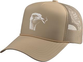 Funny Smoking Ostrich for Men Women Emu Smoking Cigarette Trucker Hat with Adjustable Mesh Back