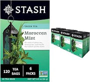 Stash Tea Moroccan Mint Green Tea - Caffeinated, Non-GMO Project Verified Premium Tea with No Artificial Ingredients, 20 Count (Pack of 6) - 120 Bags Total