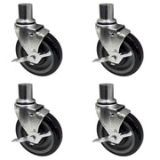 BK Resources 5" Universal Wire Shelving Swivel Casters – 5, Steel, Silver, Pack of 4, Model 5SBR-WS1-PS4
