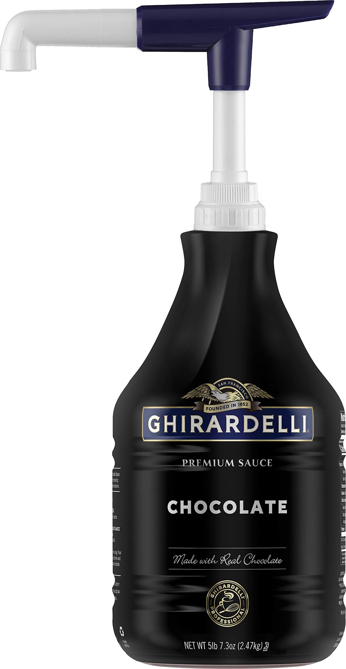 Black Label Chocolate Sauce 87.3 Ounce Bottle with Ghirardelli Stamped Barista Spoon & Pump – 87.3 Ounce (Pack of 1)
