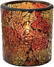 Hollowick Red And Gold Crackle Glass Votive Lamp