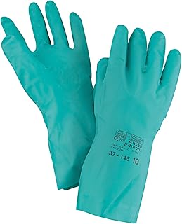 Ansell 37-145-10 Sol-Vex Unsupported Nitrile Gloves, Straight Cuff, Unlined, Size 10, Green (Pack of 12)