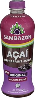 Sambazon Organic 50% Less Sugar Acai Superfruit Juice, 32 FZ