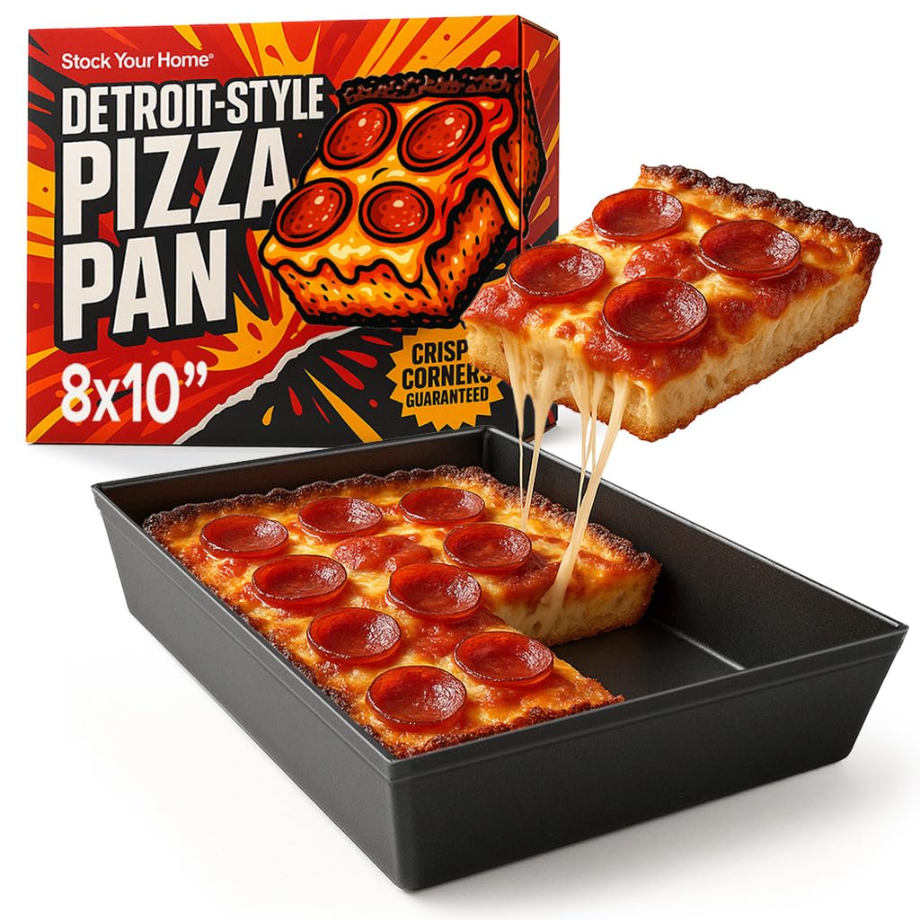8x10 Detroit Style Pizza Pan by Stock Your Home – 10x8 inches, 111.0 ounces, Aluminum, Black