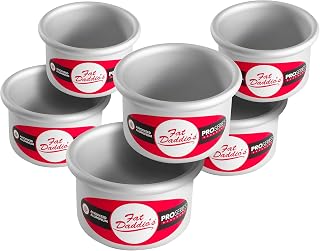 Fat Daddio's Anodized Aluminum Round Cake Pans, 6 Piece Set, 3 x 2 Inch