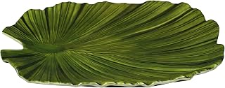 Elite Global Solutions D1110PL-DG Medium Palm Leaf Plate, 11" x 10" x 1 3/8" h., Melamine, Design Green (Pack of 6)