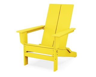 Contemporary Modern Folding Adirondack Chair in Lemon by Polywood – Plastic, Lemon, Model AD5022LE