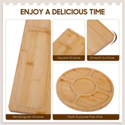Turimon Bamboo Charcuterie Board, With 4 Knives And Fruit Tray, Wood