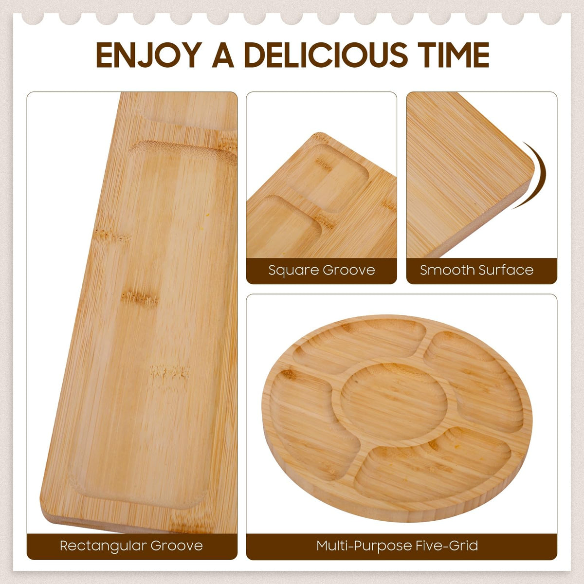 Turimon Bamboo Charcuterie Board, With 4 Knives And Fruit Tray, Wood