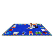 Raise Your Hands for Reading 5'4" x 7'8" Rug by Joy Carpets – 5'4" x 7'8" (Rectangular), Nylon, Blue, Model 1947C