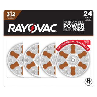 Size 312 Hearing Aid Batteries (24 Pack) by Rayovac – Standard, Multicolor, Pack of 24, Model E304137000
