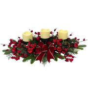 Svndlyn Candle Holder Centerpiece, 26 Inch Long with 3 Platforms, Red Green