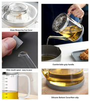 Home Servz Fat Separator, 1000ml Borosilicate Glass with Stainless Steel Strainer, Transparent