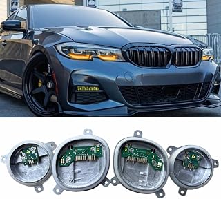 4Pcs CSL Yellow DRL Angel Eyes LED Modules Set Fit For 2018 2019 2020 BMW 3 Series G20 G21 330e 330eX 330i 330iX M340i M340iX LED Headlight Daytime Running Lights, Angel Eye DRL Modules, Amber