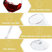 Shyrc Wine Glasses, 12oz Clear with Long Stem, Set of 12
