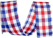Reliant Ribbon Check Americana Wired Edge Rd Ribbon, 1-1/2 Inch X 10 Yards, Multi