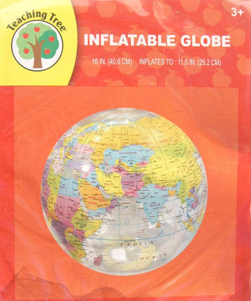Transparent Inflatable Globe - 11.5 inches by Teaching Tree – Plastic, Blue, Model 5876412
