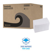 1/8-FOLD Dinner Napkins by Boardwalk – 15 x 17 inches, Paper, White, Pack of 3000, Model BWK8321W