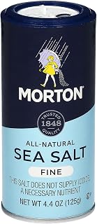 Morton Fine Sea Salt Shaker, Non Iodized Salt Shaker, 4.4 oz