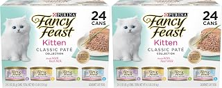 Fancy Feast Purina Tender Ocean Whitefish,Turkey,Chicken and Salmon Feasts Wet Kitten Food Variety Pack - 3 oz. Boxes,(Pack of 48)