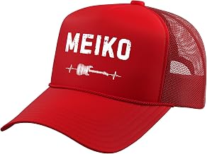 Meiko Guitar Heartbeat Music Guitarist Retro Vintage Trucker Hat with Adjustable Mesh Back