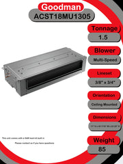 1.5 Ton 14.3 SEER2 R-32 Central Air Conditioning System with Ceiling-Mount Air Handler & 5 kW Electric Heat (GLXS4BA by Goodman – 1.5 tons, Gray, Pack of 2
