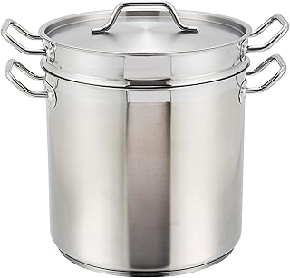 Winco 16 qt Stainless Steel Double Boiler with Cover