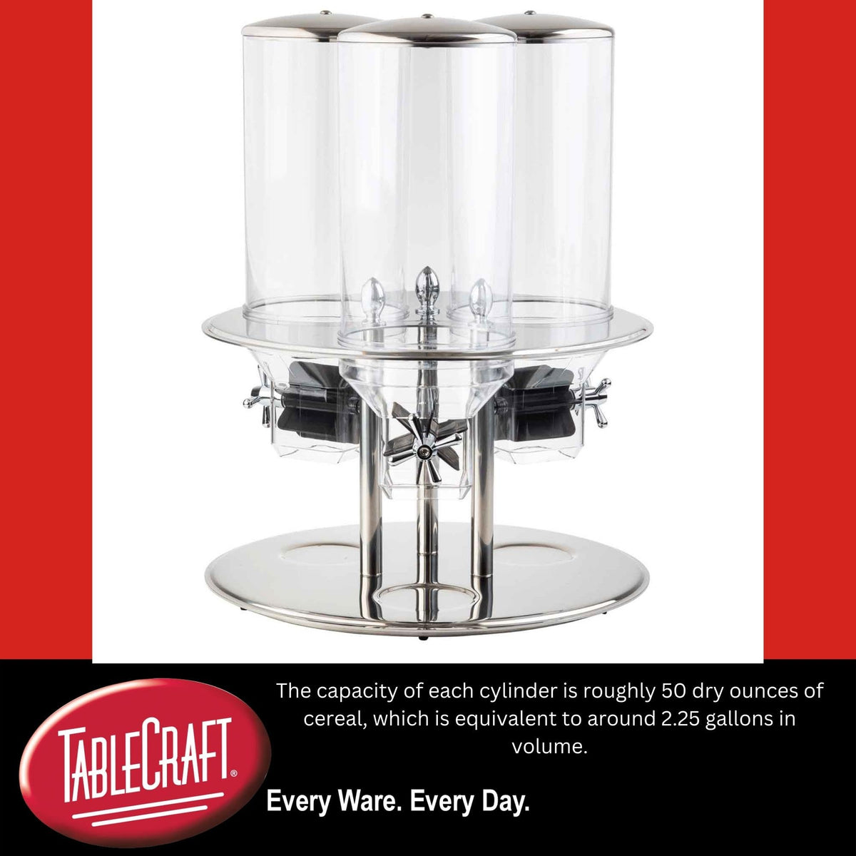 Tablecraft Triple Dispenser / Silver / 2.25 gallons Food Dispensers