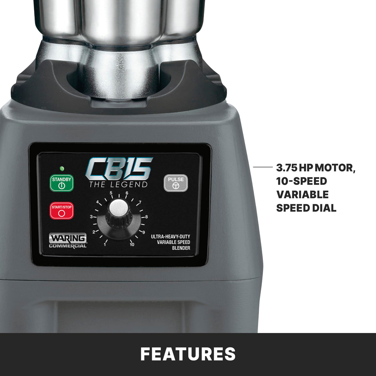Waring Variable Speed w/Control Dial / Stainless Steel Jar CB15V / 1-Gallon Countertop Blenders