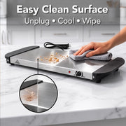 Ovente Electric Warming Tray, Adjustable Temperature Control, Silver