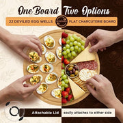 Trayful Deviled Egg Tray with Lid, Bamboo, Holds 22 Eggs