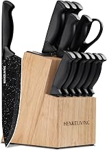 14-Piece Starry Black Knife Block Set with Built-In Sharpener