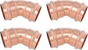 SharkBite 1-1/4 x 1-1/4 Inch 45 Degree Elbow, Copper Press Plumbing Fitting, Pack of 4, UPR0535X4