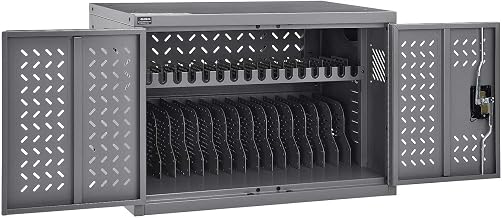 Global Industrial Charging Cabinet for Chromebooks Laptops and iPad Tablets, 16-Device, Gray, Assembled