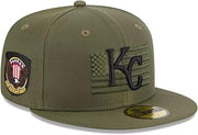 New Era Kansas City Royals Cap Green 2023 Armed Forces Day On-Field 59FIFTY Mens Fitted Hat
