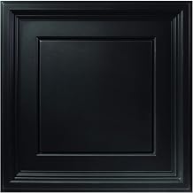 Genesis 2ft x 2ft Black Icon Coffer Ceiling Tiles - Easy Drop-In Installation â€“ Waterproof, Washable and Fire-rated - High-Grade PVC to Prevent Breakage (One Tile)