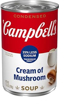 Campbell's Condensed 25% Less Sodium Cream of Mushroom Soup, 10.5 oz Can