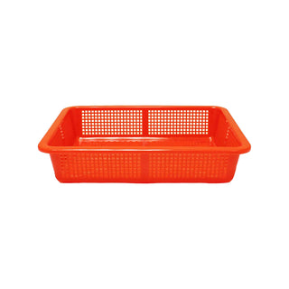 Colander/Basket, 14-1/4" x 11-1/4", Rectangular, Perforated, Durable, Stackable, Plastic, Blue by Thunder Group – Model PLFB005