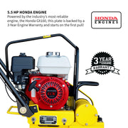 5.5 HP Honda Paver Roller Compactor 17x12 for Pavers by Tomahawk Power – Metal, Yellow, Model TPRC76H